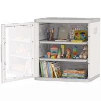 Qaba Toy Storage Organizer, 3 Tier Adjustable Toy Storage Cabinet Dustproof HDPE Plastic, Transparent Door, White(m-11)