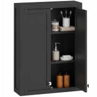 HOMCOM Bathroom Cabinet Wall Mounted, Modern Bathroom Wall Cabinet with 2 Doors and 2 Adjustable Shelves, Black(m-11)