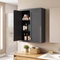 HOMCOM Bathroom Cabinet Wall Mounted, Modern Bathroom Wall Cabinet with 2 Doors and 2 Adjustable Shelves, Black(m-10)