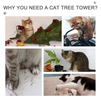 PawHut 102" Adjustable Height Floor to Ceiling Cat Tree, 5 Level Cat Tower with Scratching Posts, Hammock, Beige(m-7)