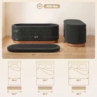 HOMCOM Storage Ottoman Bench Oval Chenille Upholstered Ottoman with Storage Chest, Dark Gray(m-3)