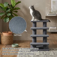 PawHut 25" 4-Step Multi-Level Carpeted Cat Scratching Post Pet Stairs, Gray(m-4)