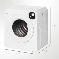 HOMCOM Compact Laundry Dryer 1300W Portable Clothes Dryer with 3.2 cu.ft Stainless Steel Drum, Front Load Electric Dryer, White(m-3)