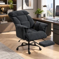 HOMCOM High Back Office Chair, Reclining Desk Chair with Footrest, High Resilience Foam, Rolling Wheels, Black(m-8)