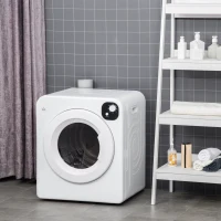 HOMCOM Compact Laundry Dryer 1300W Portable Clothes Dryer with 3.2 cu.ft Stainless Steel Drum, Front Load Electric Dryer, White(m-2)