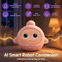 Lovi AI Companion Interactive Robot for Play, Bedtime and Learning, Smart Emotional Talking Toys for Kids With LCD Emotional Eye Screen, Desk Educational Playmate for Boys & Girls, Pink(m-5)