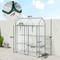 Outsunny 3 Tier Mini Greenhouse, Small Portable Greenhouse with 2 Roll-up Doors, 56.3" x 18.1" x 65", Clear(m-3)