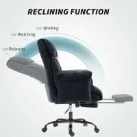 HOMCOM High Back Office Chair, Reclining Desk Chair with Footrest, High Resilience Foam, Rolling Wheels, Black(m-6)