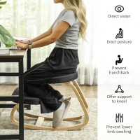 HOMCOM Ergonomic Kneeling Chair with Wood Frame, Posture Support Desk Chair for Home Office, 264 lb Capacity, Black(m-5)