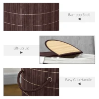 HOMCOM 26.4Gal/100L Handwoven Laundry Hamper with Lid, Double Laundry Basket with Removable Washable Inner Bag, Brown(m-7)