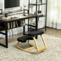 HOMCOM Ergonomic Kneeling Chair with Wood Frame, Posture Support Desk Chair for Home Office, 264 lb Capacity, Black(m-10)