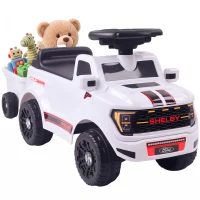 Qaba Ride on Push Car, Licensed Shelby Foot to Floor Sliding Toddler Toy with Trailer, Lift-Up Hood for 18-72 M, White(m-11)