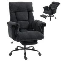HOMCOM High Back Office Chair, Reclining Desk Chair with Footrest, High Resilience Foam, Rolling Wheels, Black(m-11)