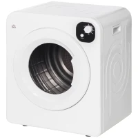 HOMCOM Compact Laundry Dryer 1300W Portable Clothes Dryer with 3.2 cu.ft Stainless Steel Drum, Front Load Electric Dryer, White(m-11)
