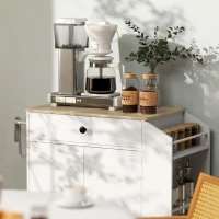 HOMCOM Rolling Kitchen Island with Tabletop, Kitchen Cart with Storage, Drawer, Cabinet,  Spice Rack and Towel Bar, White(m-9)