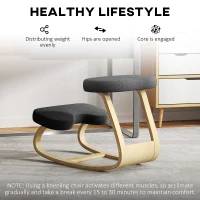 HOMCOM Ergonomic Kneeling Chair with Wood Frame, Posture Support Desk Chair for Home Office, 264 lb Capacity, Black(m-6)