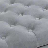 HOMCOM 50 Inches Storage Ottoman, End of Bed Bench with Rolled Arms, Wood Legs, Button Tufted Storage Bench, Charcoal Gray(m-9)