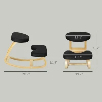 HOMCOM Ergonomic Kneeling Chair with Wood Frame, Posture Support Desk Chair for Home Office, 264 lb Capacity, Black(m-3)