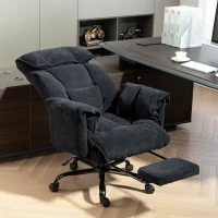 HOMCOM High Back Office Chair, Reclining Desk Chair with Footrest, High Resilience Foam, Rolling Wheels, Black(m-2)