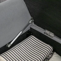 HOMCOM 50 Inches Storage Ottoman, End of Bed Bench with Rolled Arms, Wood Legs, Button Tufted Storage Bench, Charcoal Gray(m-8)