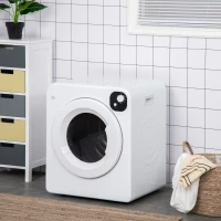 HOMCOM Compact Laundry Dryer 1300W Portable Clothes Dryer with 3.2 cu.ft Stainless Steel Drum, Front Load Electric Dryer, White(m-10)