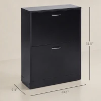 HOMCOM Shoe Cabinet with 2 Flip Drawers, Narrow Shoe Storage Cabinet with Adjustable Shelves for Entryway, Hallway, Black(m-3)
