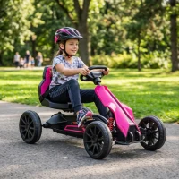 Aosom 12V Electric Go Kart for Kids, Ride On Toy with EVA Tires, 2 Speeds, Adjustable Seat, Safety Belt for 3-8 Years, Pink(m-2)
