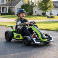 Aosom 24V 7.5 MPH Electric Go Kart with Adjustable Seat, Slow Start, Green(m-2)