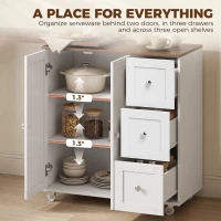 HOMCOM Bar Table with Storage Counter Height Table 3 Drawers Side Shelves, Walnut and White(m-5)