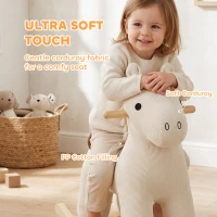 Qaba Baby Rocking Horse, Wooden Ride on Horse Toy with Realistic Sound and Rocking Limiter, Plush Ride-On Rocker for Toddlers(m-7)