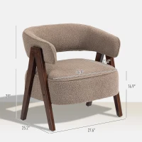 HOMCOM Sherpa Fleece Accent Chair, Upholstered Armchair with Solid Wood Legs for Living Room, Light Brown(m-3)