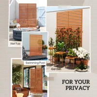 Outsunny Decorative Privacy Fence Screen, Metal Outdoor Privacy Screen Climbing Plant Trellis with Stand, 78" H x 48" W, Brown(m-6)