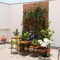Outsunny Decorative Privacy Fence Screen, Metal Outdoor Privacy Screen Climbing Plant Trellis with Stand, 78" H x 48" W, Brown(m-8)