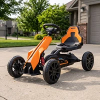 Aosom 12V Electric Go Kart for Kids, Ride On Toy with EVA Tires, 2 Speeds, Adjustable Seat, Safety Belt for 3-8 Years, Orange(m-10)