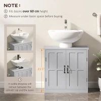 kleankin Bathroom Sink Cabinet, Pedestal Sink Cabinet with Adjustable Shelf, Gray(m-5)