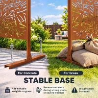 Outsunny Decorative Privacy Fence Screen, Metal Outdoor Privacy Screen Climbing Plant Trellis with Stand, Bamboo Brown(m-5)