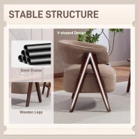 HOMCOM Sherpa Fleece Accent Chair, Upholstered Armchair with Solid Wood Legs for Living Room, Light Brown(m-5)