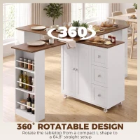 HOMCOM Bar Table with Storage Counter Height Table 3 Drawers Side Shelves, Walnut and White(m-4)