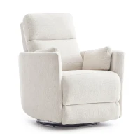 Cozy Chenille Power Swivel Rocker Recliner with Independent Control, Ergonomic Lounge Chair for Living Room, 35'' L x 39"W x 40" H, Beige(m-2)
