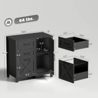 HOMCOM Filing Cabinet with 3 Drawers Printer Stand Adjustable Shelf Door Cabinet Black(m-3)