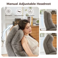 Wide Power Fabric Recliner with Adjustable Headrest and 30D Foam, Ergonomic Upholstered Chair for Living Room, 32'' L x 36"W x 43" H, Gray(m-9)