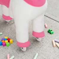 Qaba Unicorn Ride on Horse for Kids 4-12 Years, 37.4 Inch Height Plush Riding Pony with Rolling Wheels for Active Play, White(m-9)