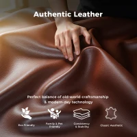 Genuine Leather Swivel Rocker Recliner with Wingback and Flared Arms, Versatile Lounge Chair for Living Room, 32'' L x 54.5"W x 39.5" H, Brown(m-8)