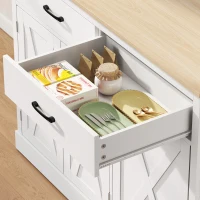 HOMCOM 69" Kitchen Pantry Cabinet with Charging Station Kitchen Cabinet with Microwave Stand 7 Gallon Trash Can Cabinet White(m-9)