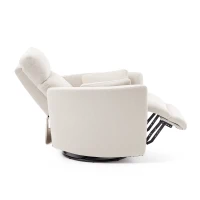 Cozy Chenille Power Swivel Rocker Recliner with Independent Control, Ergonomic Lounge Chair for Living Room, 35'' L x 39"W x 40" H, Beige(m-5)
