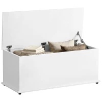 HOMCOM Lift Top Storage Bench, 39.4" Modern Storage Chest with 264 lbs. Weight Capacity, White(m-11)