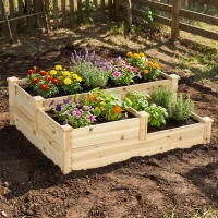 Outsunny 3 Tier Raised Flower Bed Outdoor Planter Box Wooden Garden Bed, Open Bottom for Plants, 42.5"x34.75"x14.25", Natural(m-2)