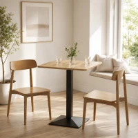 HOMCOM 28" Square Dining Table, Modern Dining Room Table with Steel Base, Space Saving Small Kitchen Table, Dark Brown(m-11)