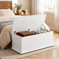 HOMCOM Lift Top Storage Bench, 39.4" Modern Storage Chest with 264 lbs. Weight Capacity, White(m-2)