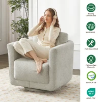 Modern Chenille Swivel Barrel Chair with 360° Rotation, Chic Accent Chair with Removable Cushion, No Assembly, 33'' L x 34" W x 34" H, Gray(m-4)